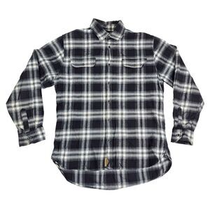 Jachs Shirt Mens LT Heritage Flannel Long Sleeve Button Up Black White Plaid